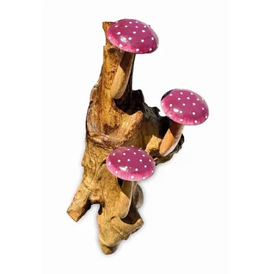 Violet Wall Hanging 3 Mushrooms Sculpture