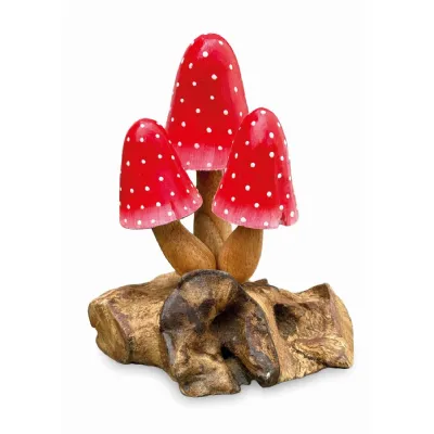 Red Morel 3 Mushrooms 12cm