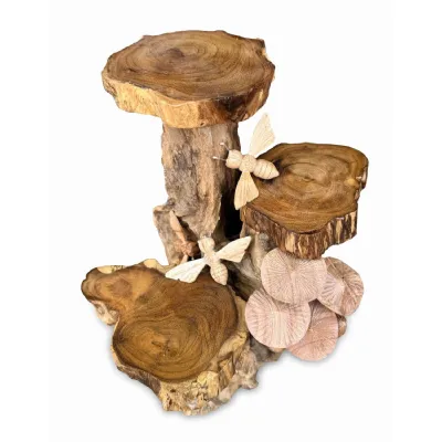 Triple Mini Shelves With Bees And Mushrooms 24cm