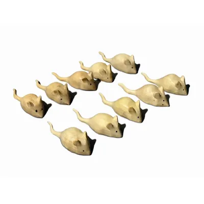 Pack Of 10 Hand carved Mice 8cm