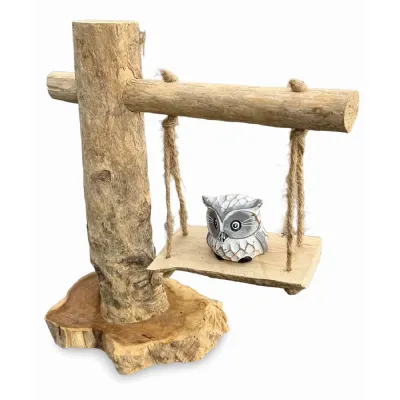 Baby Owl On A Swing 30cm