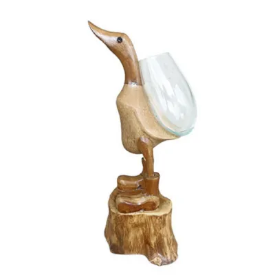 Flower Power Duck With Mini Glass Vase