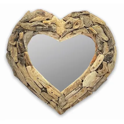 Driftwood Heart Mirror 50cm