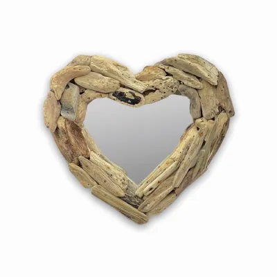 Driftwood Heart Mirror 30cm