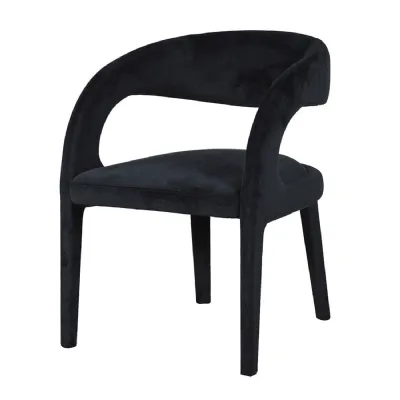 Black Open Back Curved Dining Chair