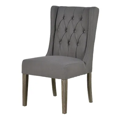 Grey Button Back Side Chair