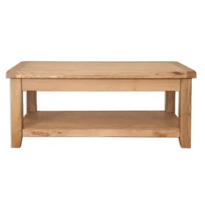 Rustic Oak Coffee Table with Open Shelf