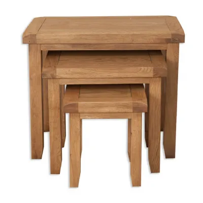 Rustic Oak Living Room Nest of 3 Tables