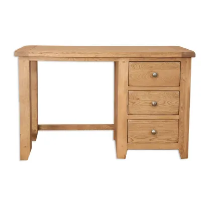 Rustic Solid Oak Dressing Table with Three Drawers