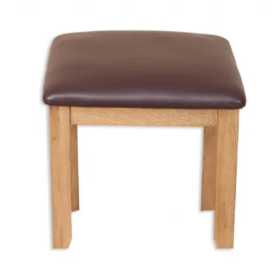 Rustic Oak Brown PU Leather Seat Dressing Stool