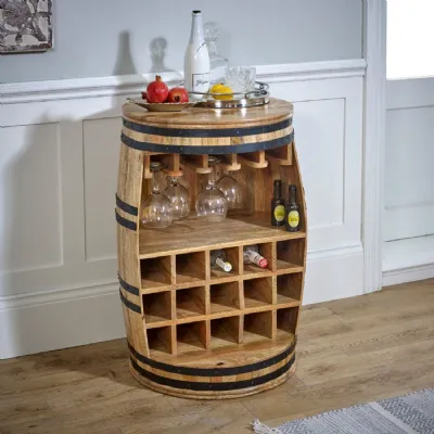 Mango Wood Lacquered Wine Sideboard Barrel Design