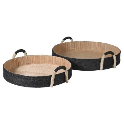Set of 2 Round Seagrass Eco Trays
