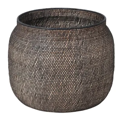 Large Black and Natural Rattan Lasio Basket