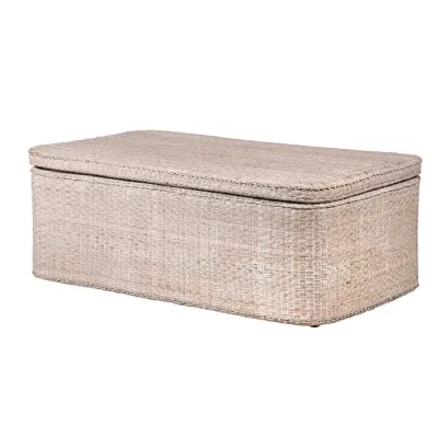 Bermuda White wash Rattan Coffee Table Storage Chest with Tray