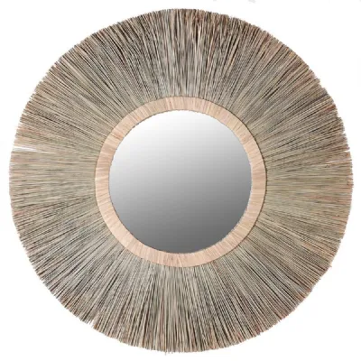 Rnd Wicker Mirror