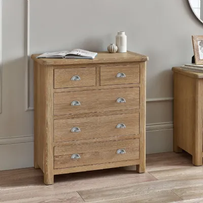 Memphis Limed Oak 3 Plus 2 Drawer Chest