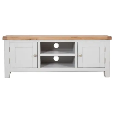 Modern Grey Painted Oak Top 2 Door TV Unit