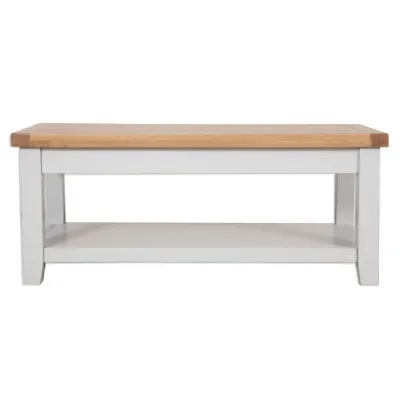 Modern Grey Painted Oak Top Coffee Table with Shelf