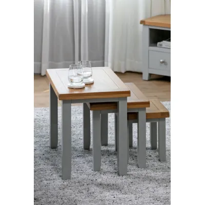 Modern Grey and Oak Living Room Nest of 3 Tables