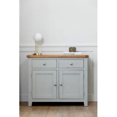 Modern Grey Painted Oak Top 2 Door 2 Drawer Sideboard