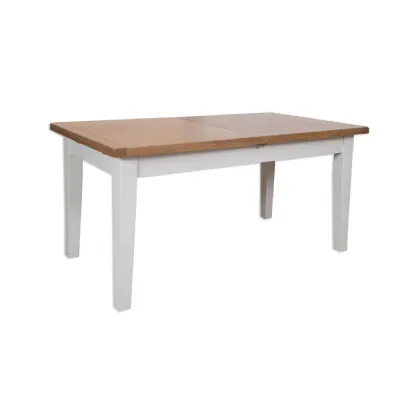 Modern Grey Painted Extending Dining Table with Rustic Oak Top and Butterfly Extension