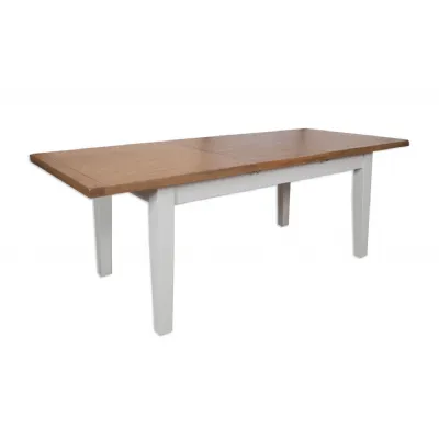 Modern Grey and Rustic Oak Medium Extending Dining Table with Butterfly Extension