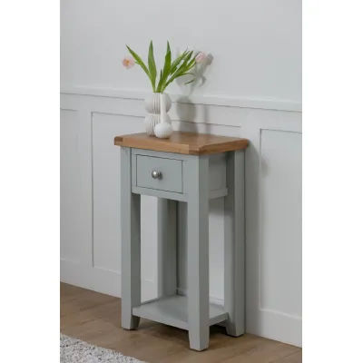 Modern Grey Painted Oak Top 1 Drawer Console Table