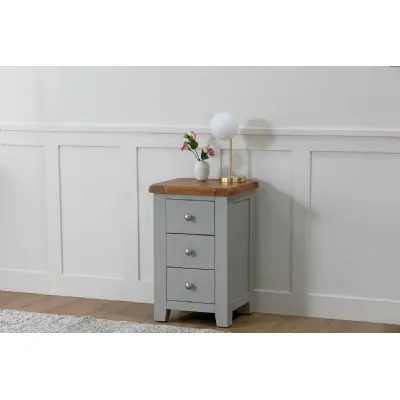 Modern French Grey Oak Top 3 Drawer Bedside Cabinet