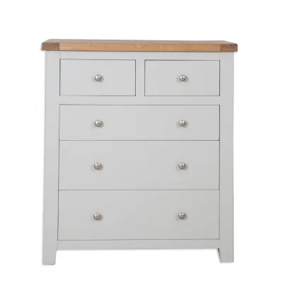 Modern Grey Painted 2 Over 3 Chest with Oak Top
