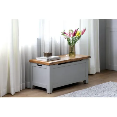 Modern Grey Painted Oak Blanket Box