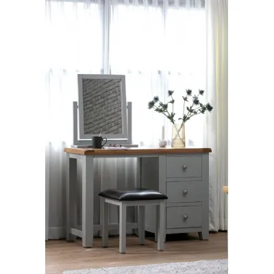 Modern Grey Painted Oak Top Dressing Table with 3 Drawers