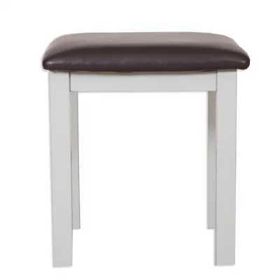 Modern Grey Painted Dressing Stool Brown PU Leather