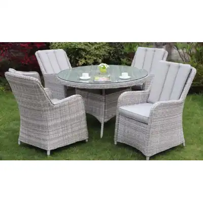 Porto Grey Rattan 4 Seat Round Dining Set