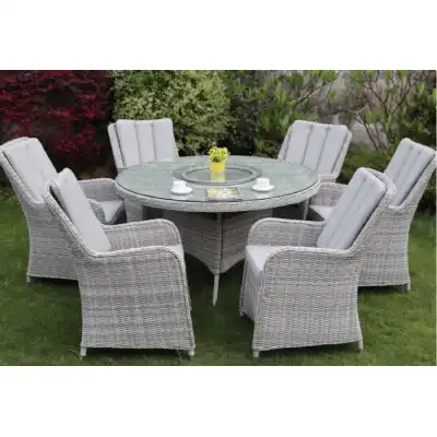 Porto Grey Rattan 6 Seat Round Dining Set