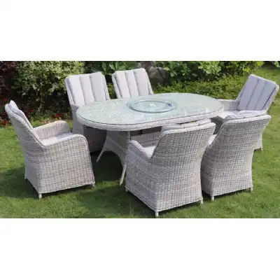 Porto Grey Rattan 6 Seat Oval Dining Set