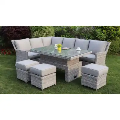 Porto Grey Rattan Corner Dining Set With Rising Table