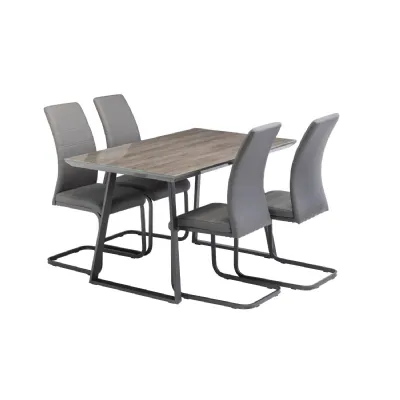 Grey Oak Glass Top Small Dining Table 1.3m