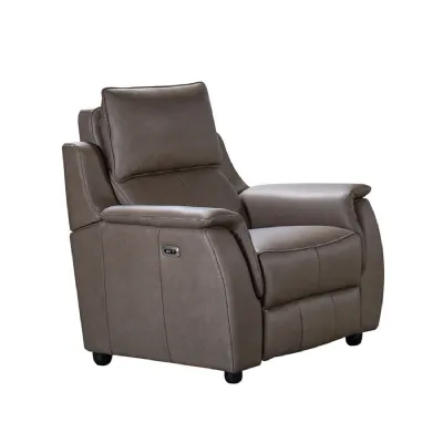 Dark Taupe Leather Electric Power Recliner Chair