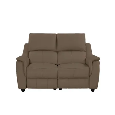 Dark Taupe Leather 2 Seater Electric Power Recliner Sofa