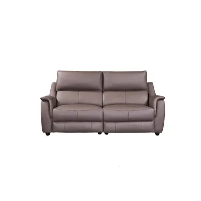 Dark Taupe Leather 3 Seater Electric Power Recliner Sofa