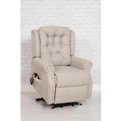 Beige Fabric Dual Motor Lift Riser Recliner Chair