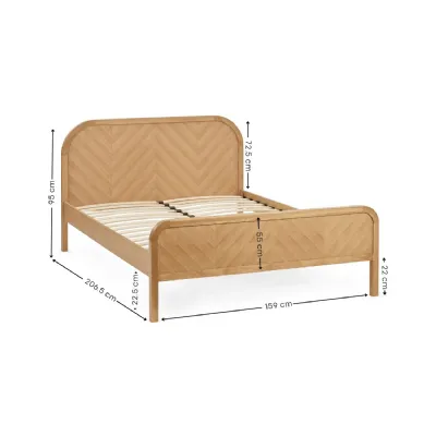 Milo Oak Effect Chevron 150cm King Bed