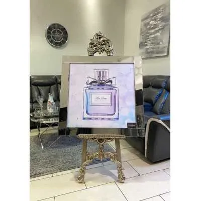 Miss Diva Perfume Bottle Bow Lilac Wall Art Mirror Frame