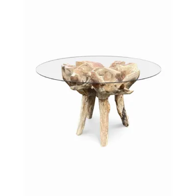Root Round Dining Table Small With 120cm Round Glass