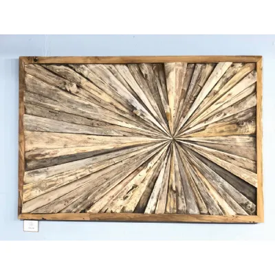 Natural Teak Wood Rectangle Sun Wall Panel