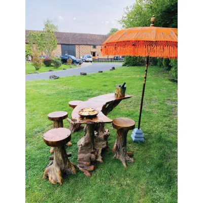 Natural Wood Large Slab Bar Table Teak Root Base