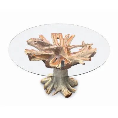Lombok Round Dining Table With Glass 150cm