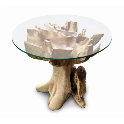Lombok Round Dining Table With Glass 120cm