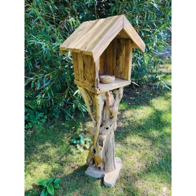 Natural Wooden hand Crafted Garden Bird Feeding House