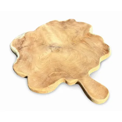 Rustic Solid Teak Chopping Board With Handle 40x49cm (approx)